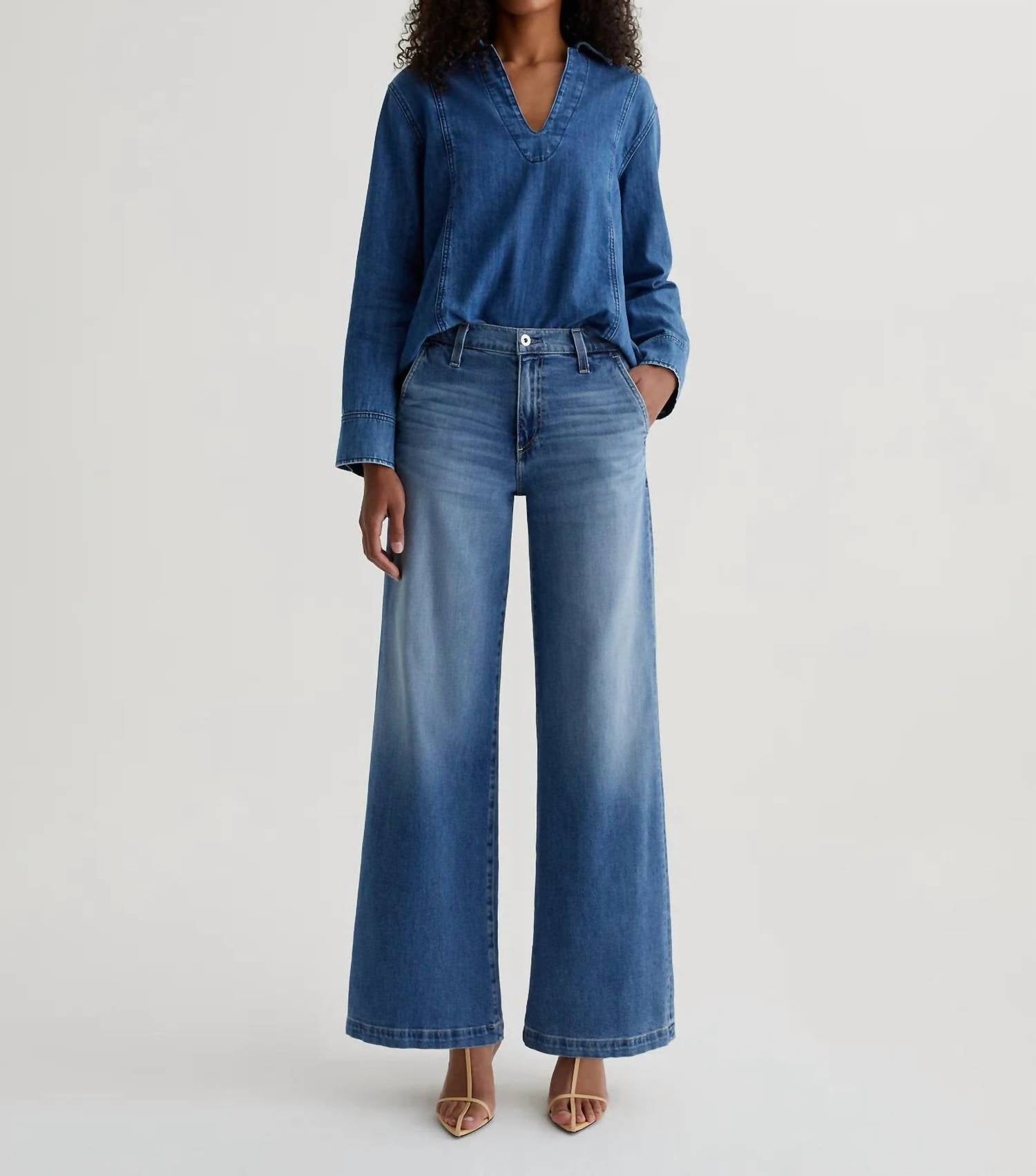 AG Jeans Stella Low Palazzo Jean in nautical mile - women's pants