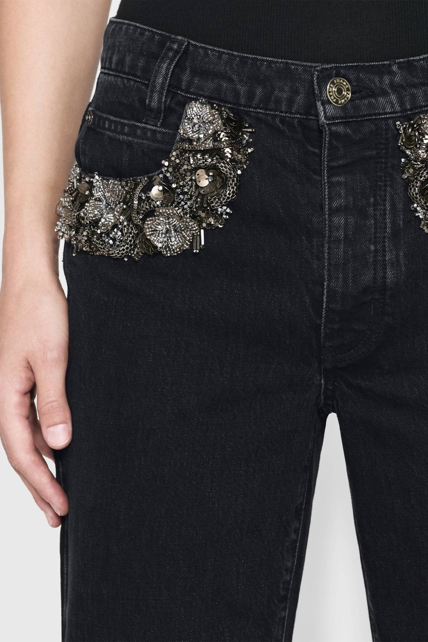 Frame - Atelier Beaded Straight Jeans