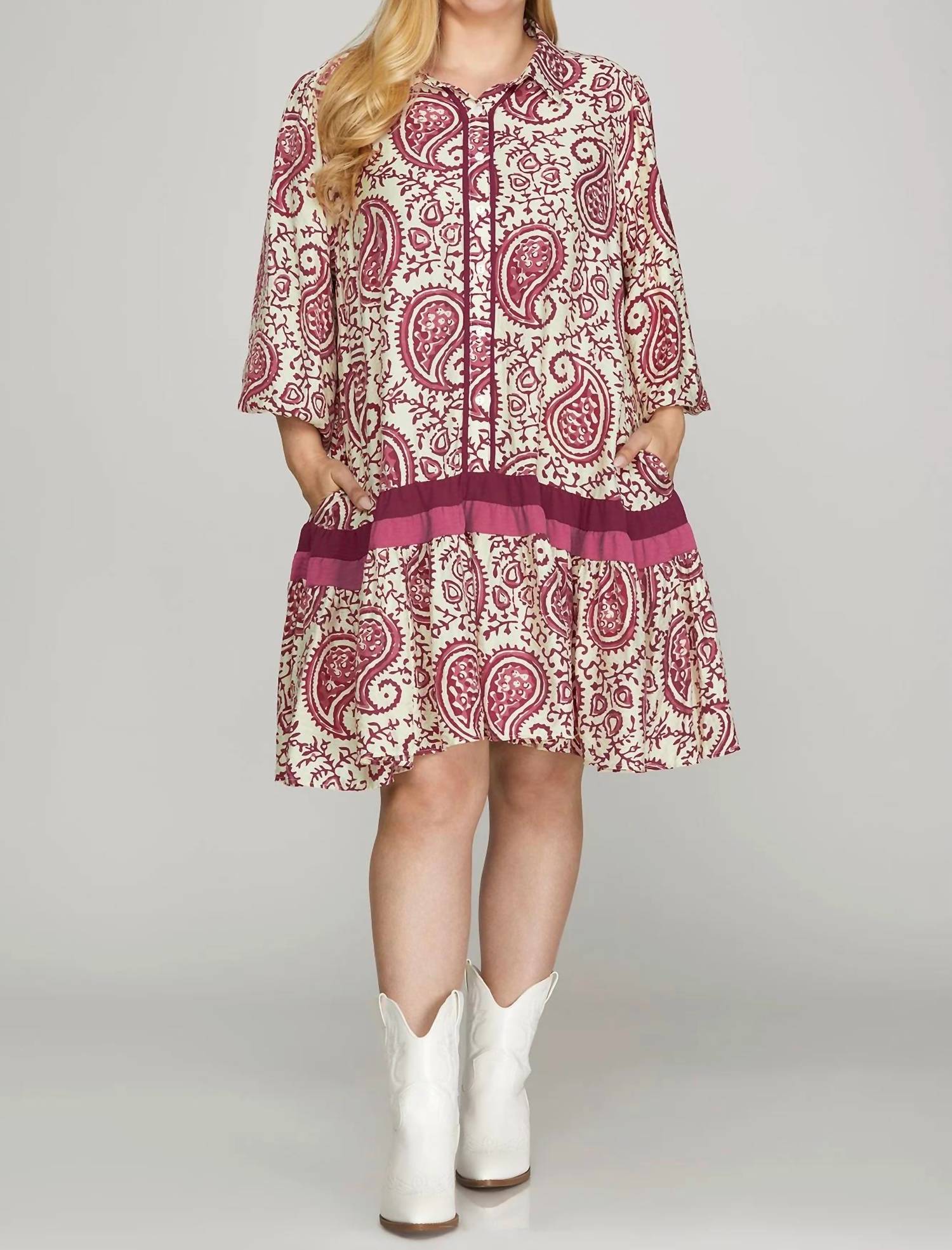 She + Sky - Berry Dress -Plus