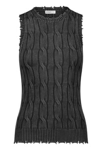 Minnie Rose - Stone Wash Distressed Cable Tank Top