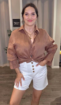 Elan - Long Sleeve Button Down Top