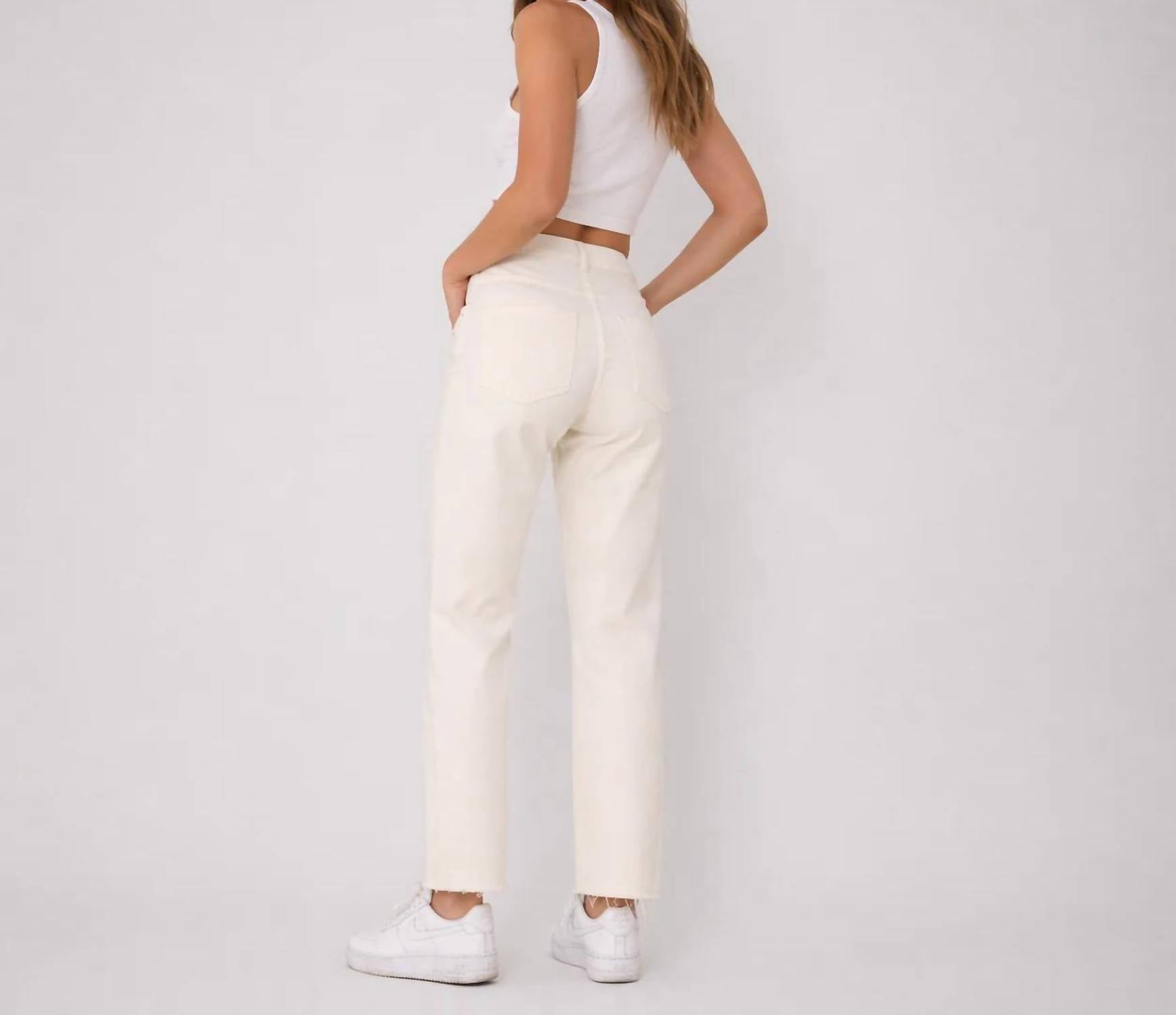 Vibes Fashion - Raw Hem Straight Leg Jeans
