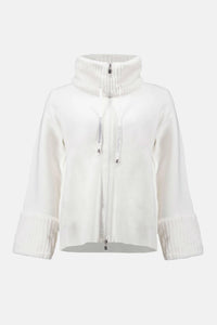 Joseph Ribkoff - Long Sleeve Knit Coat With Fur Trim