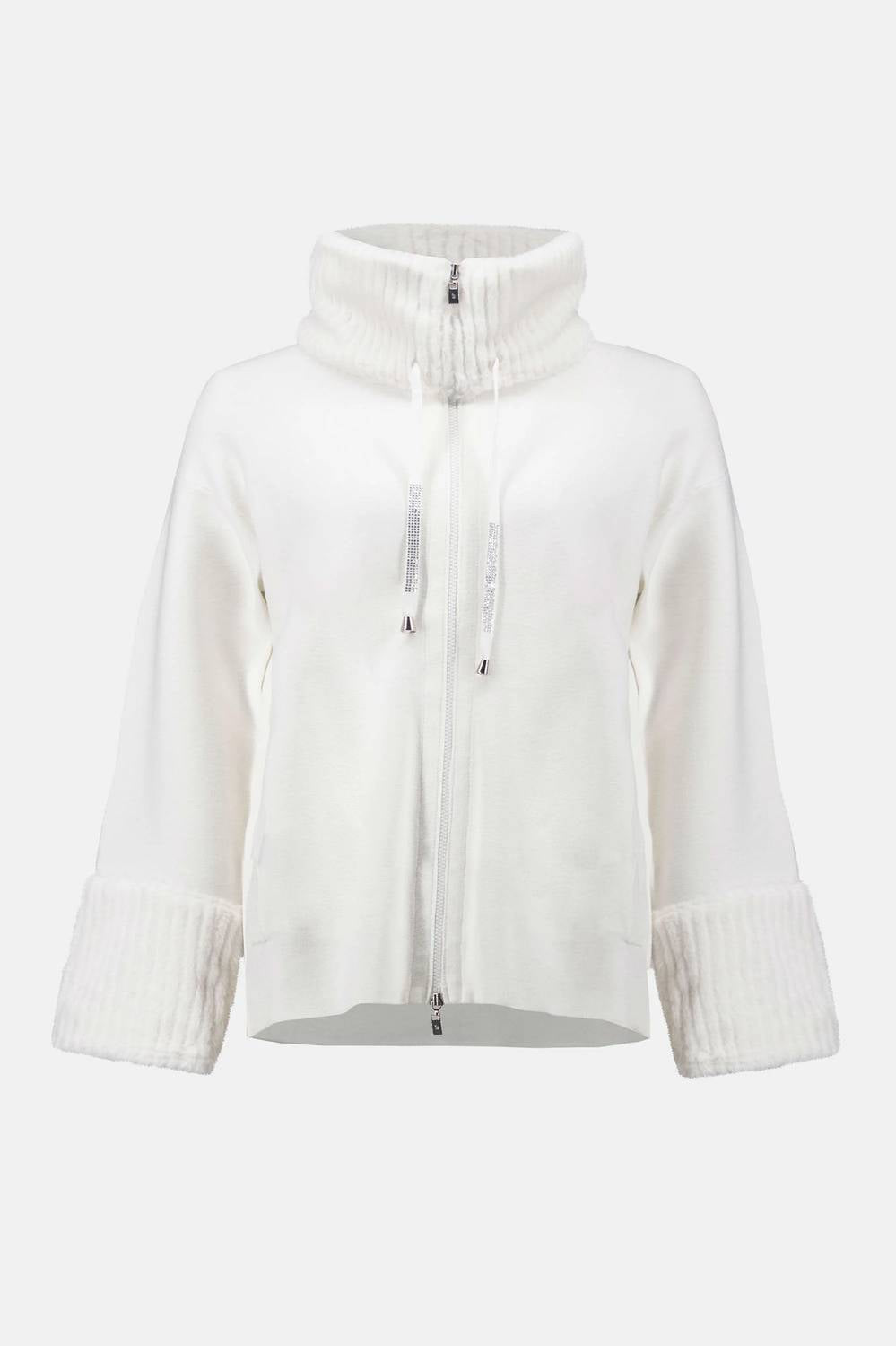 Joseph Ribkoff - Long Sleeve Knit Coat With Fur Trim
