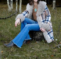 Blue B - Aztec Jacquard Fur Belted Coat