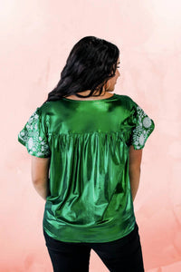 Layerz Clothing - Embroidered Metallic Top