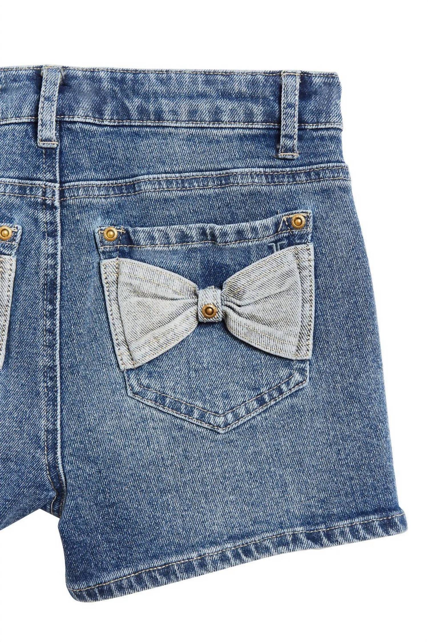 Tractr - Girl's Bow-back Denim Shorts