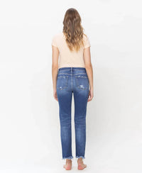 Flying Monkey - High Rise Raw Hem Slim Straight Jeans
