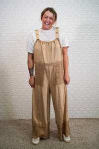 Oli & Hali - Next Move Washed Lace Hem Jumpsuit Overalls