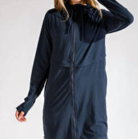 RAE MODE Long Hooded Active Jacket - Plus Size in nocturnal navy - women's jacket - view 4