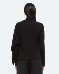 HELMUT LANG Long Sleeve Scarf Top in black - women's long sleeve top - detail view