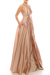 Aidan Mattox - Embellished Halter Neck Evening Dress