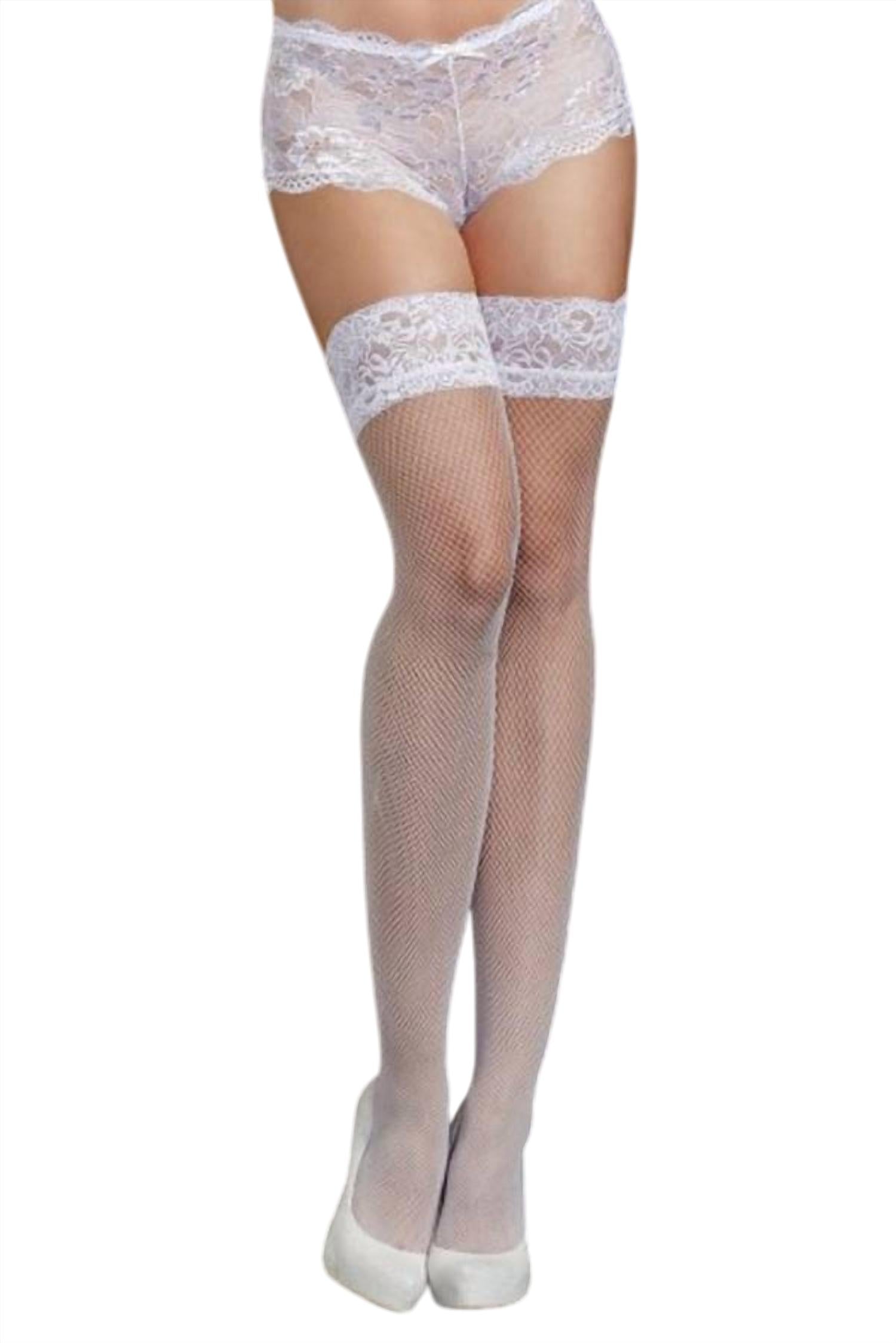 Icollection - Easy Pull On Stay Up Fine Fishnet Thigh Highs