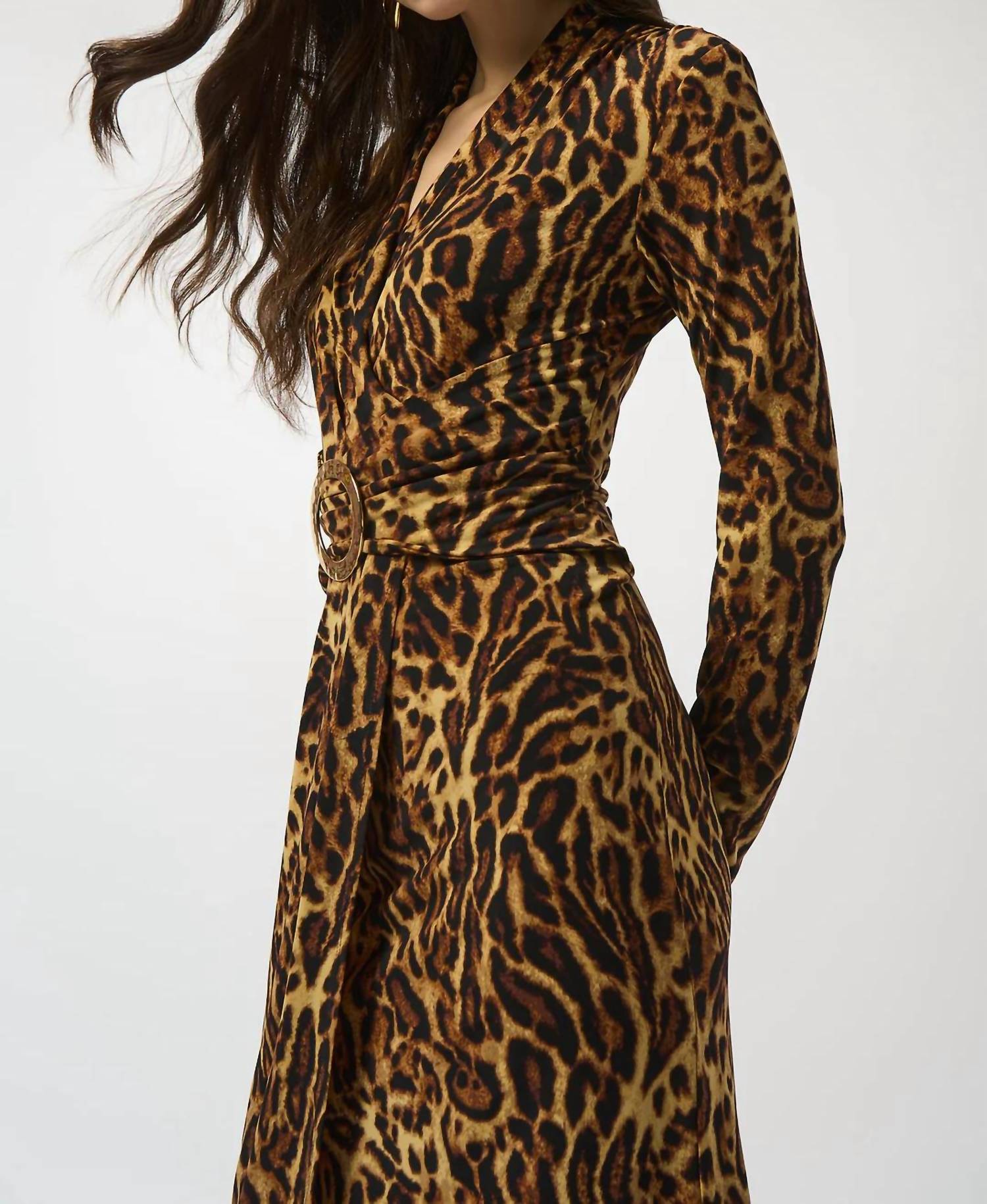 Joseph Ribkoff - Animal Print Faux Wrap Dress
