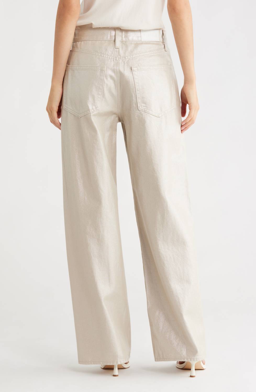 PISTOLA Tate High Rise Bowed Wide Leg Jean in champagne luster 1 - women's jeans - detail view