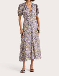 FAITHFULL THE BRAND Bellavista Midi Dress in valerie floral purple - women's dress