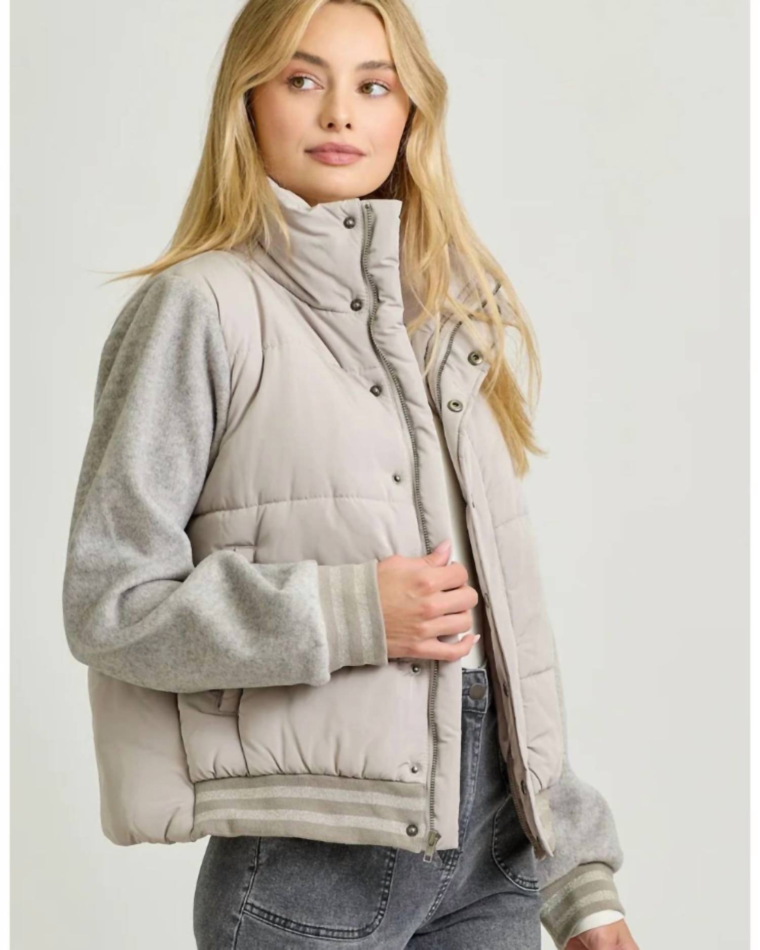 Mystree - Mixed Media Puffer Jacket