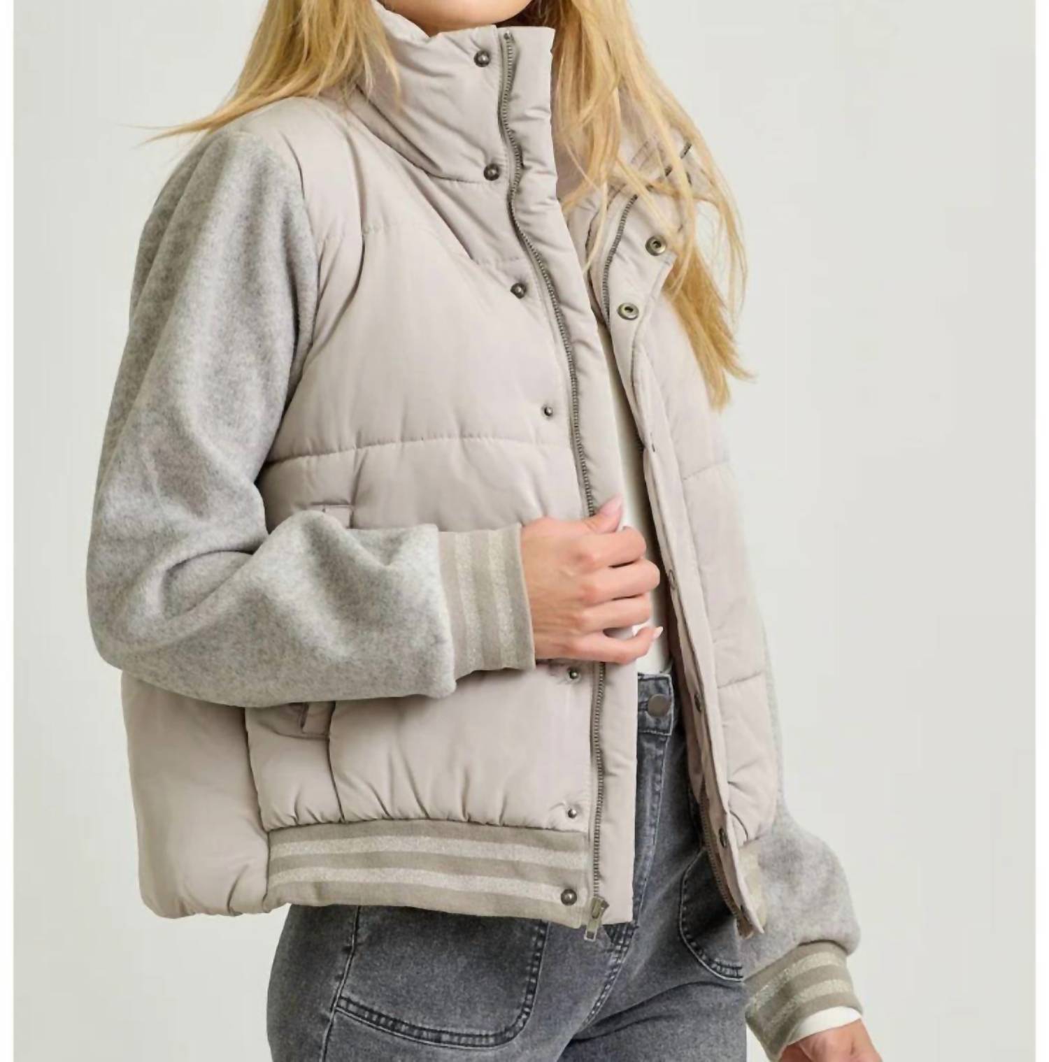Mystree - Mixed Media Puffer Jacket