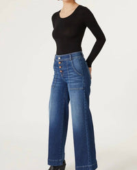 Level99 - Camille Exposed Button Wide Leg Jeans