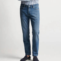 PETER MILLAR CC Vintage Washed 5-Pocket Jeans - 32" in denim blue - men's jeans