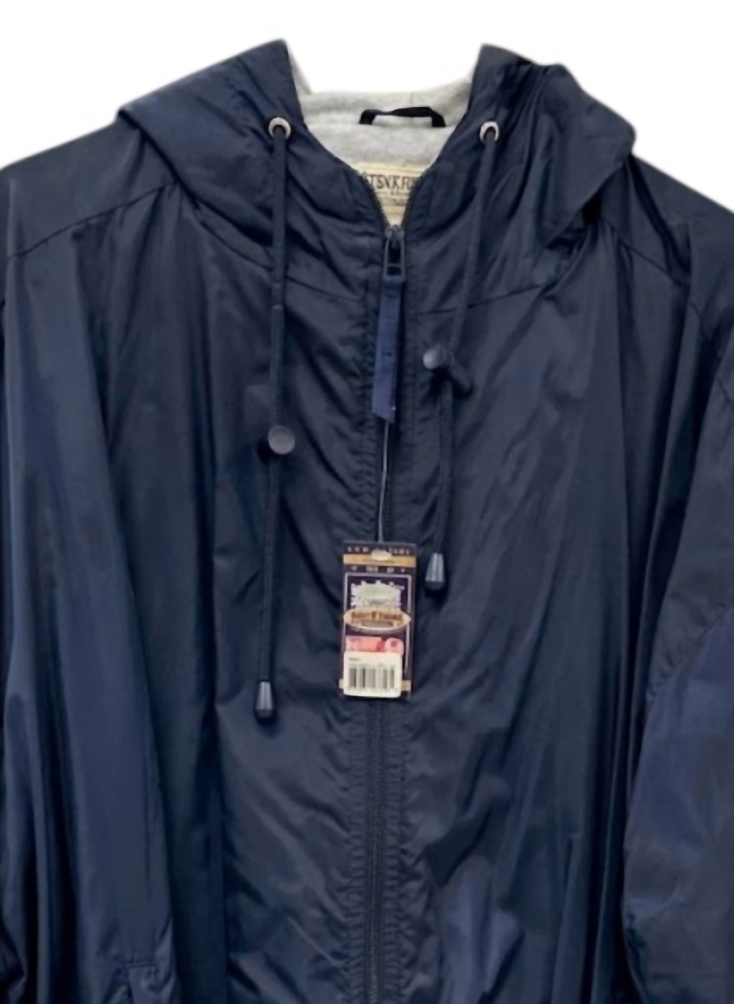 Steve & Barry's Men's University Sportswear Lined Windbreaker in navy - men's jacket - detail view