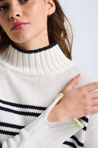 LISA TODD Highline Stripe Sweater in white - women's sweater - alternate view