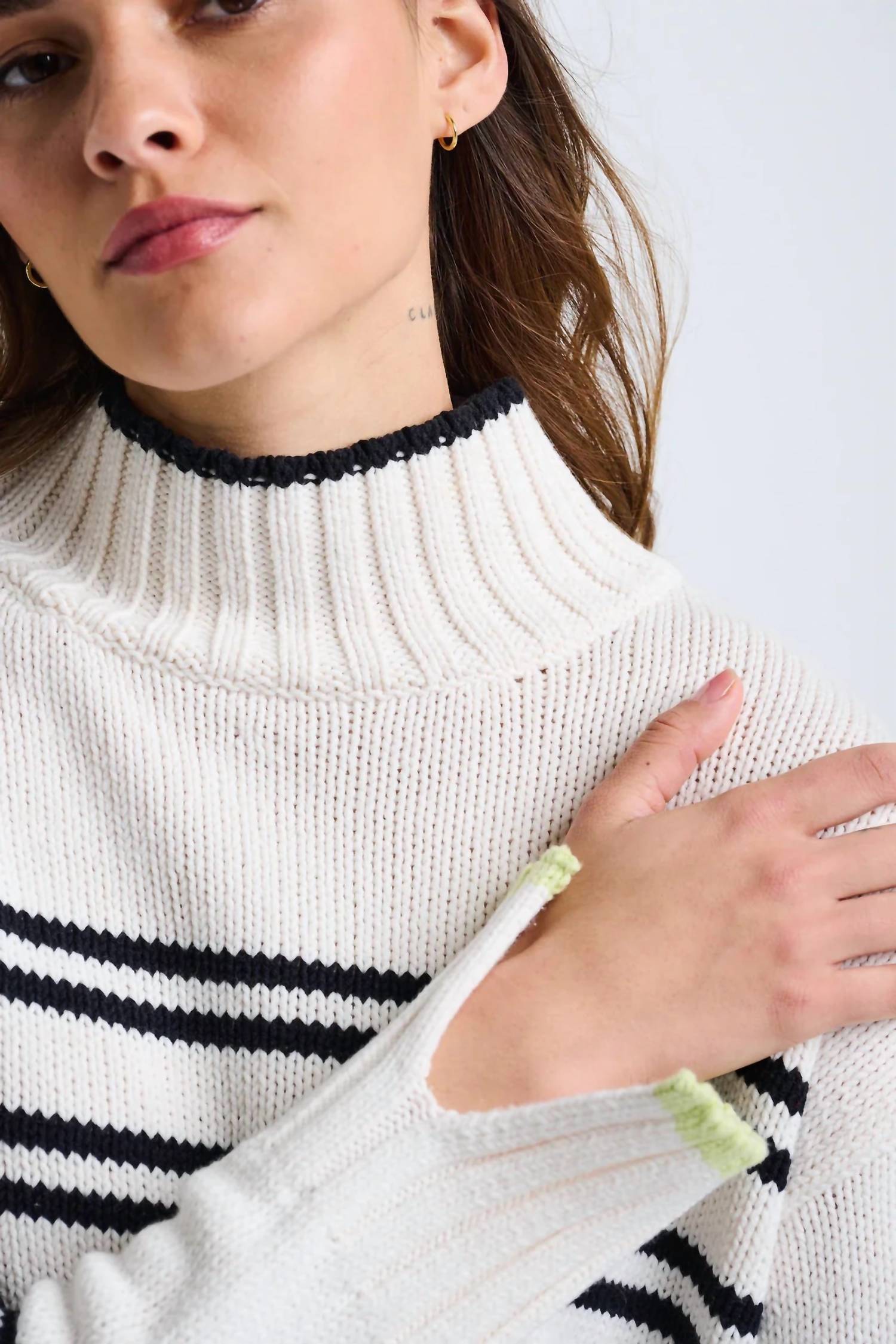 LISA TODD Highline Stripe Sweater in white - women's sweater - alternate view