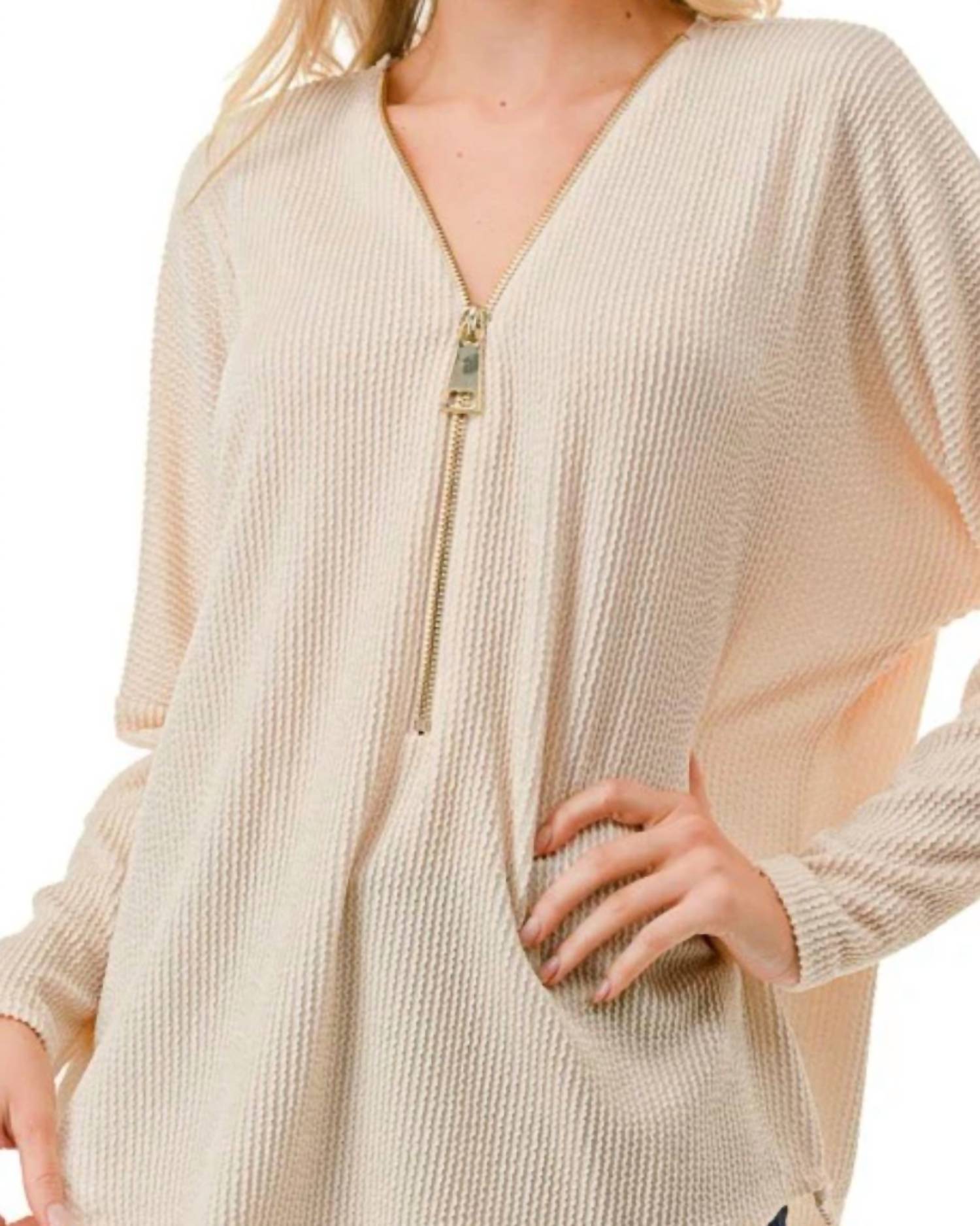 Ariella - DOLMAN SLEEVE ZIPPER TOP