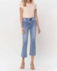 Vervet By Flying Monkey - Julia Kick Flare Front Pocket Denim Jeans