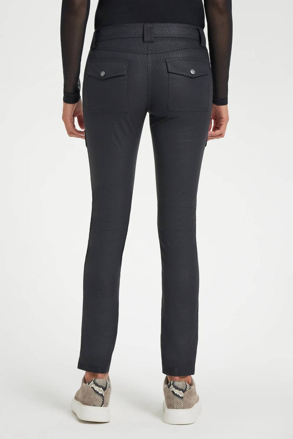 Anatomie Kate Skinny Snake Embossed Cargo Pants in black - women's pants - alternate view