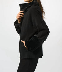 Joseph Ribkoff - Sweater Knit Fur Trim Long Sleeve Jacket