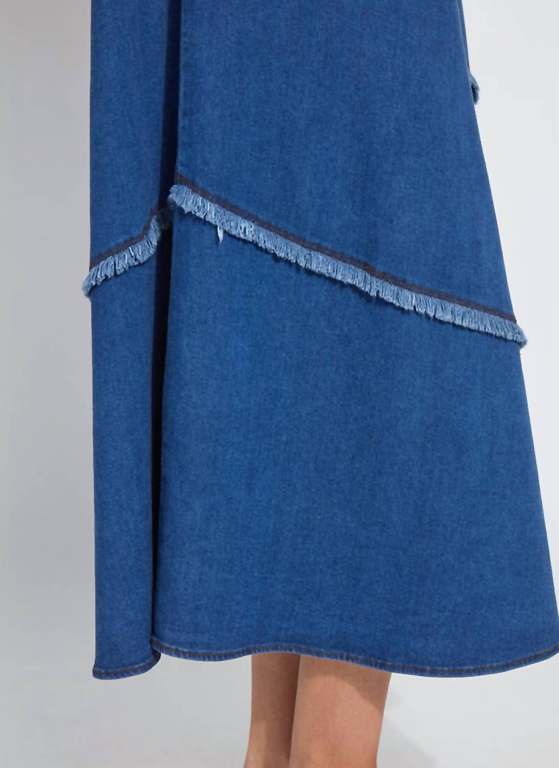 Lysse Mirabella Fringed Midi Denim Dress in mid wash - women's dress - view 4