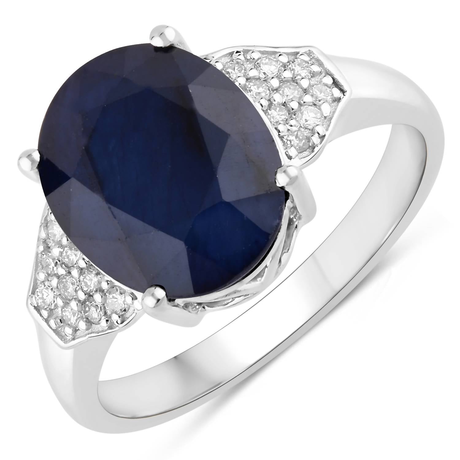 Diana M Jewels Women's Oval Natural Sapphire Fashion Ring (4.46 Ct) - Statement in 14k white gold - women's jewelry