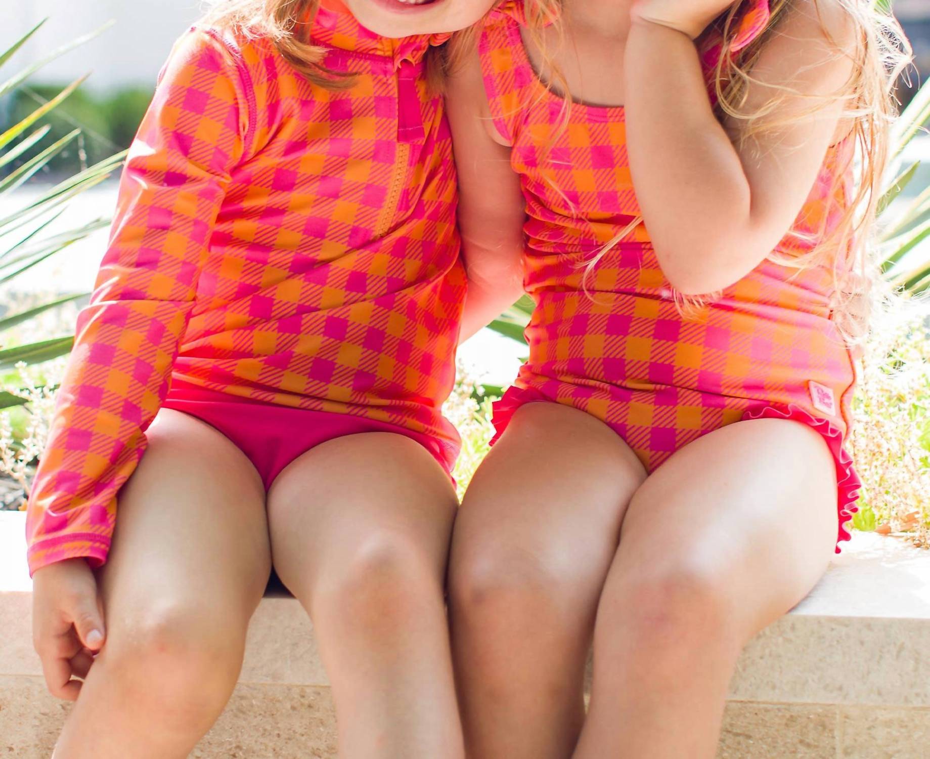 Rufflebutts - Girls' Gingham Tie Shoulder One Piece Swimsuit