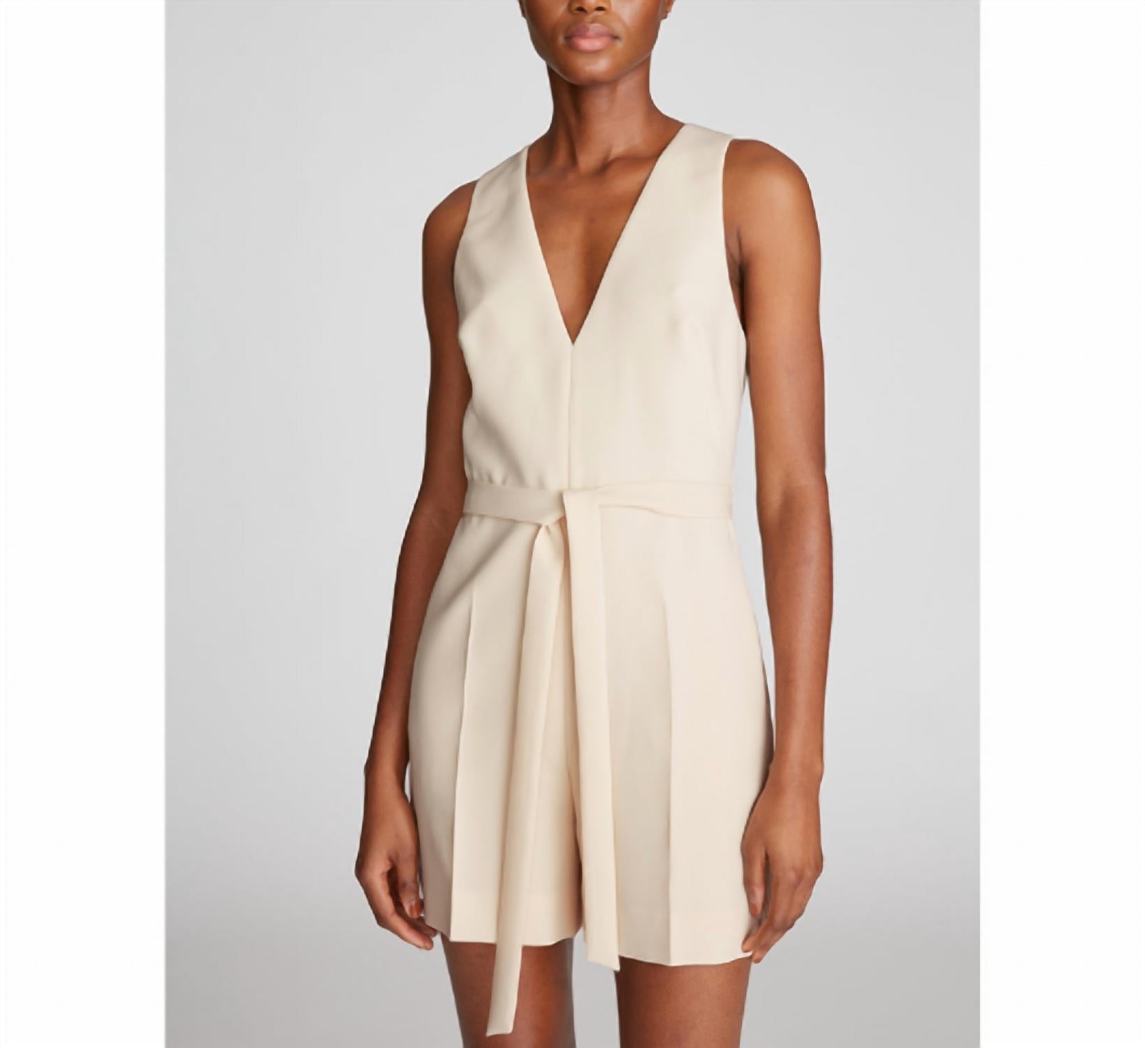 Halston Jordan V Neck Romper in buff - women's pants - view 4