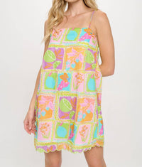 Meet Me in Santorini Athena Scalloped Detailed Dress in santorini athena scalloped detailed dress in multi - women's dress - detail view