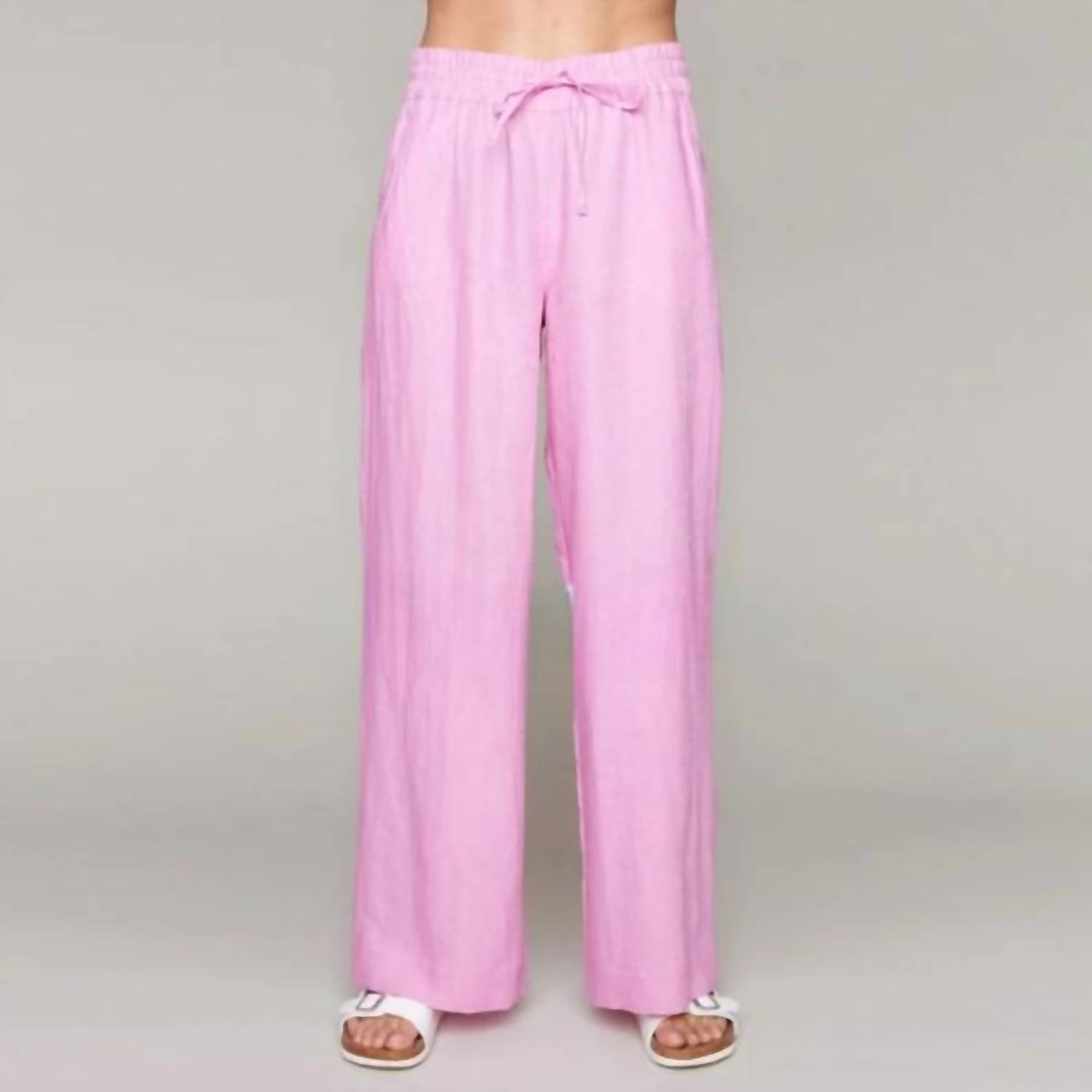 Claire Desjardins Linen Mix Wide Leg Trouser in pink 1 - women's pants