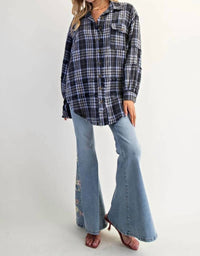 Easel - Mineral Washed Plaid Flannel Shacket