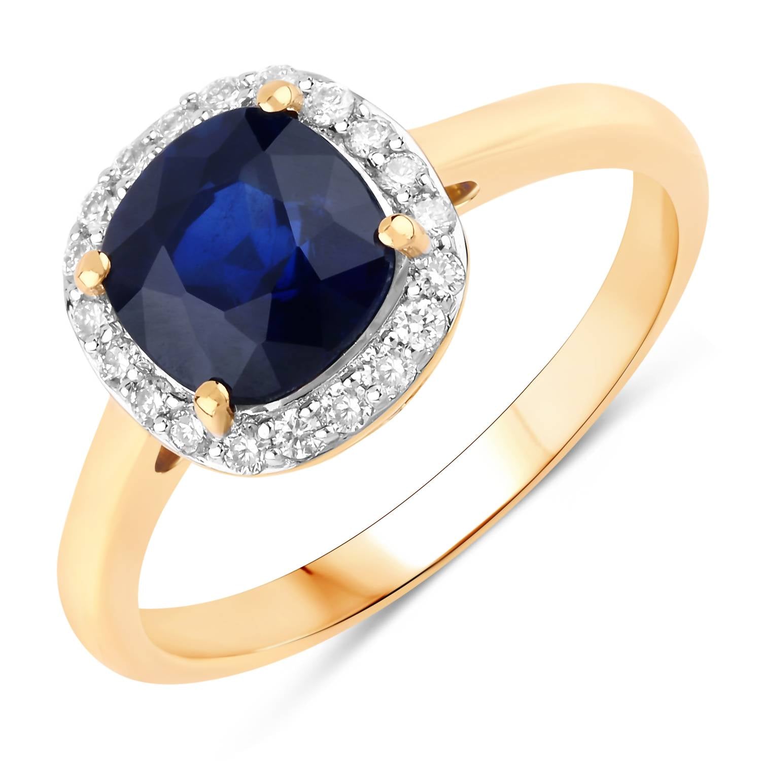 Diana M Jewels Women's Cushion Natural Sapphire Fashion Ring (2.45 Ct) - Classic Plus in 18k yellow gold - women's jewelry