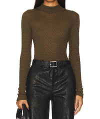 Frame - Mesh Lace Turtleneck Top
