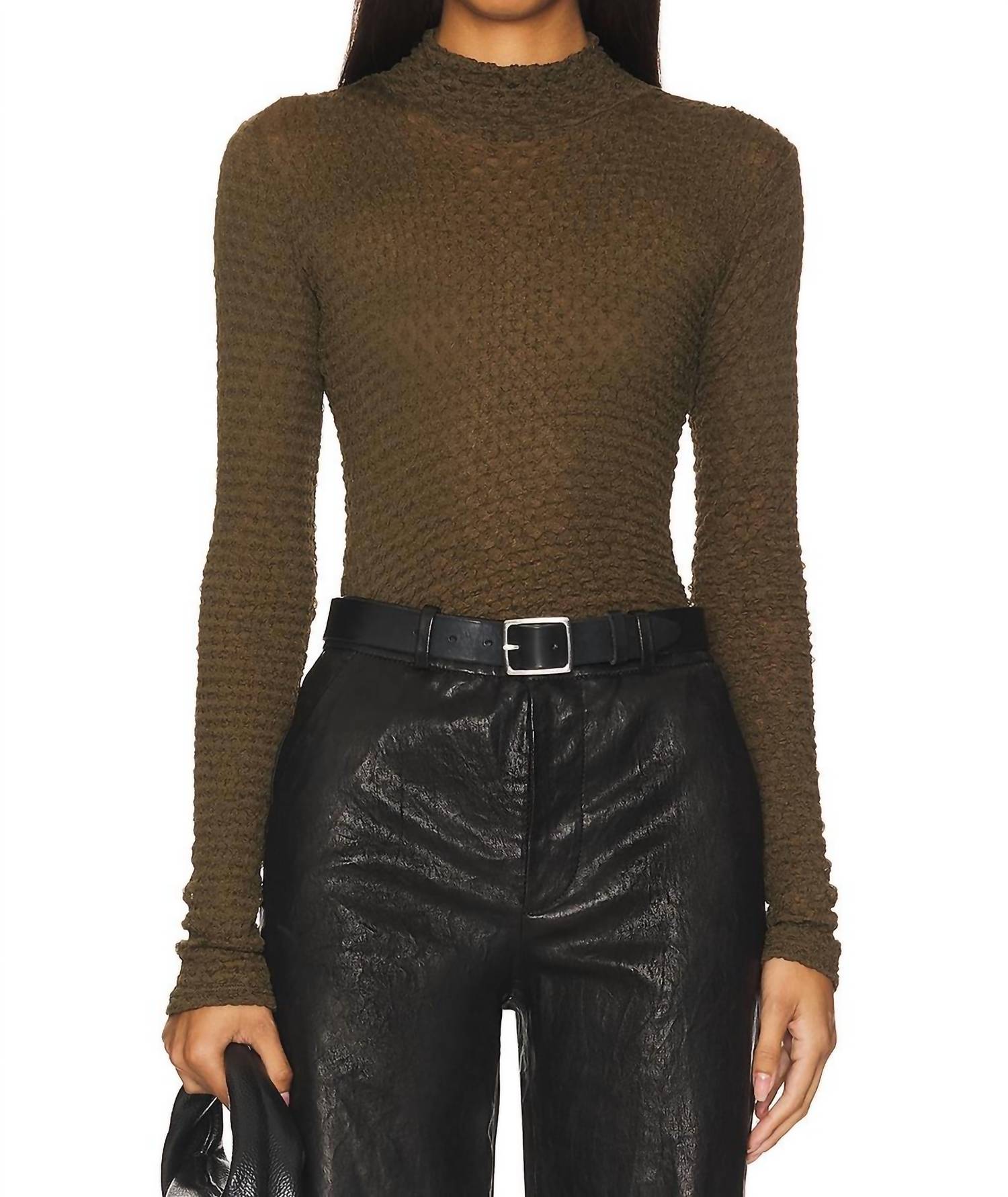 Frame - Mesh Lace Turtleneck Top