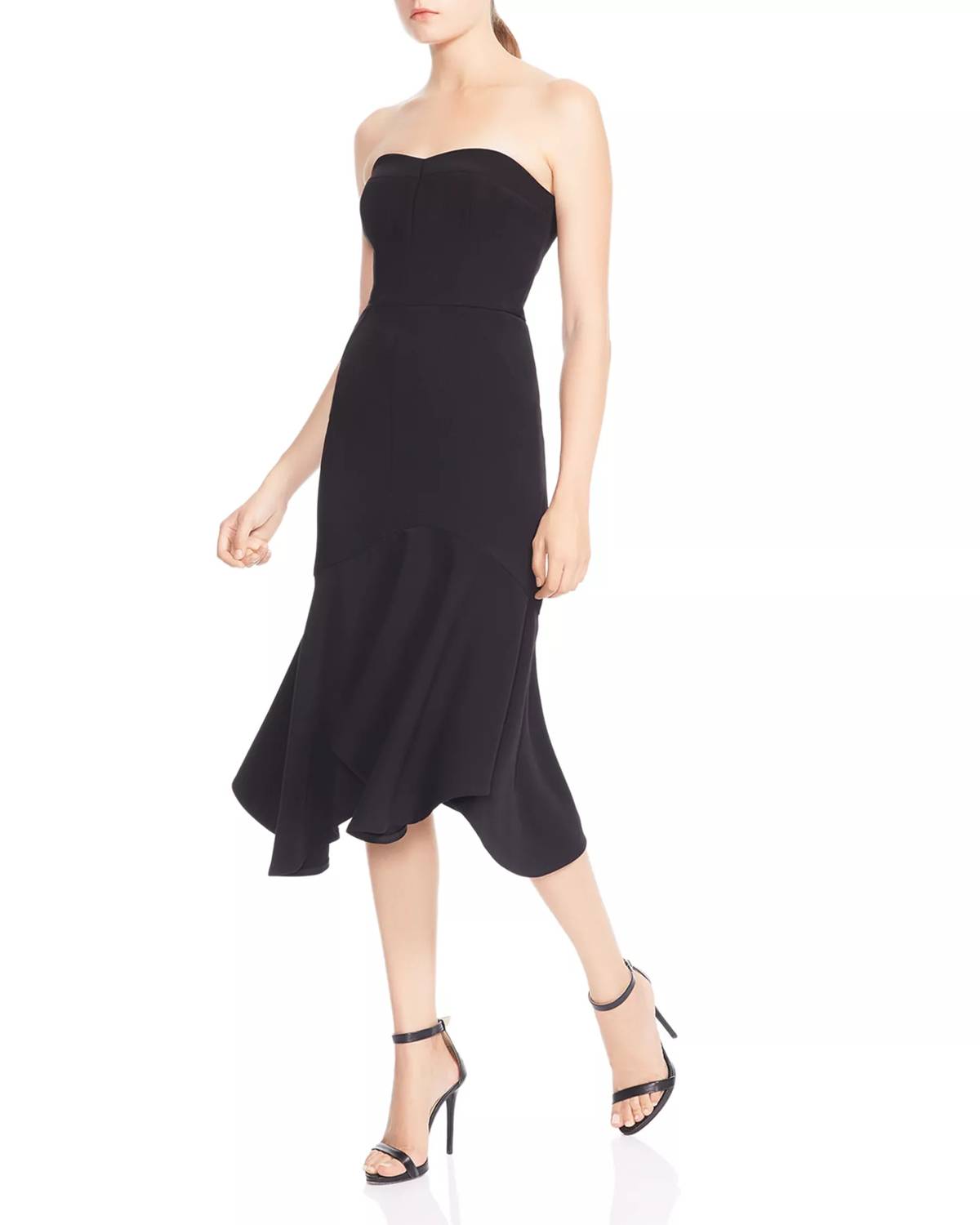 Halston Heritage - Strapless Flounce Fit & Flare Dress