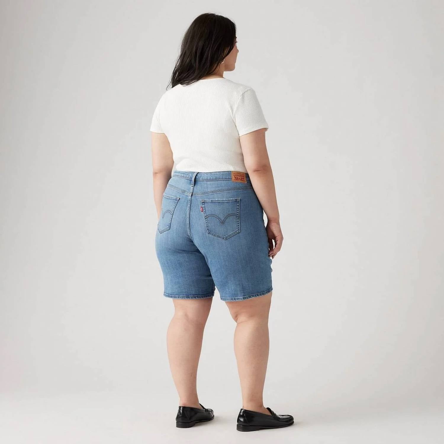 LEVI'S Mid Length Distressed Short - Plus Size in what are we - women's shorts - alternate view