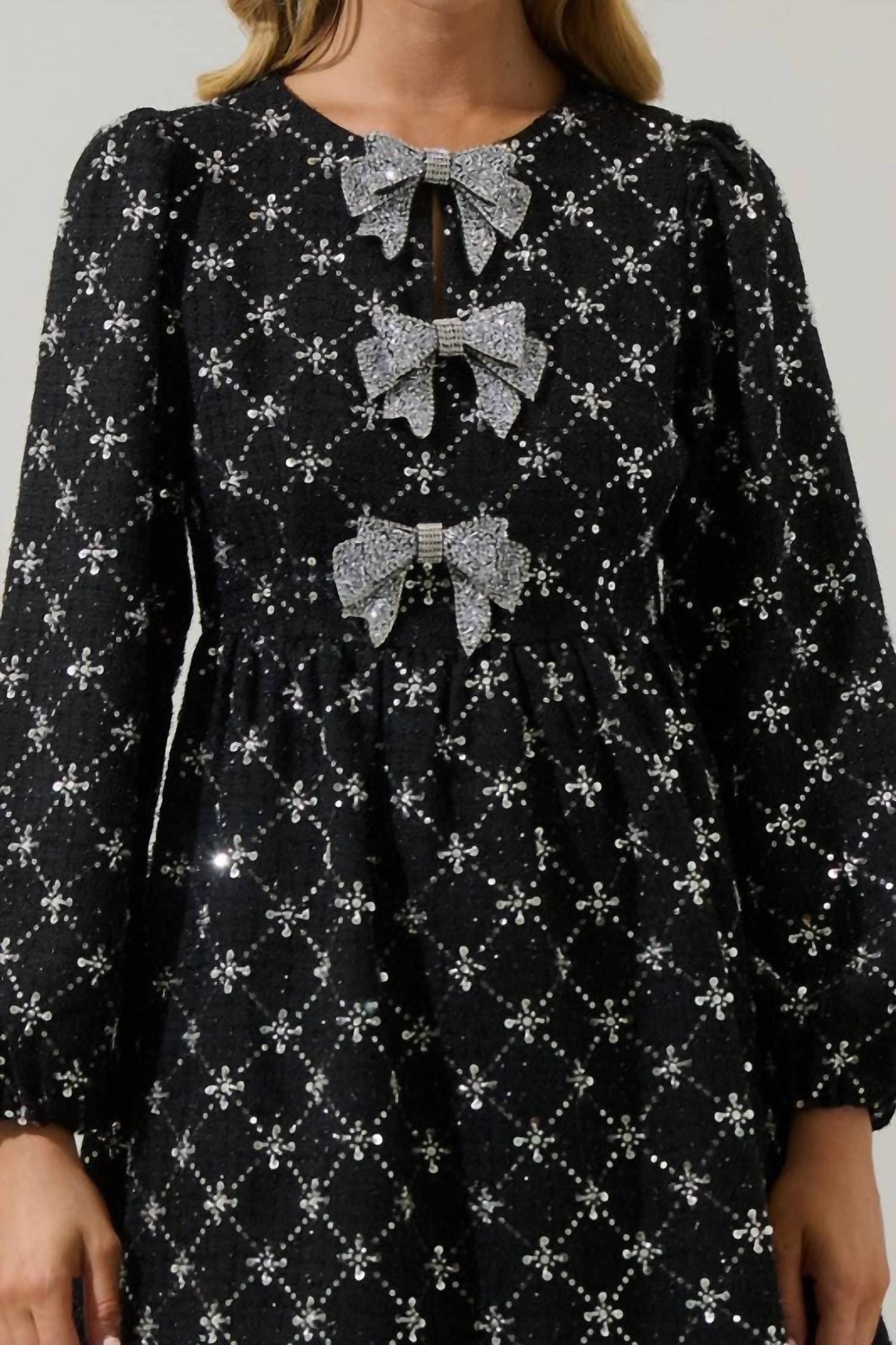 Sugarlips - Tweed Glow Bow Dress