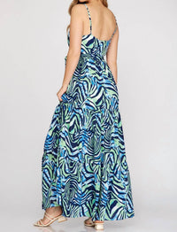 Surplice Cami Printed Woven Tiered Maxi Dress