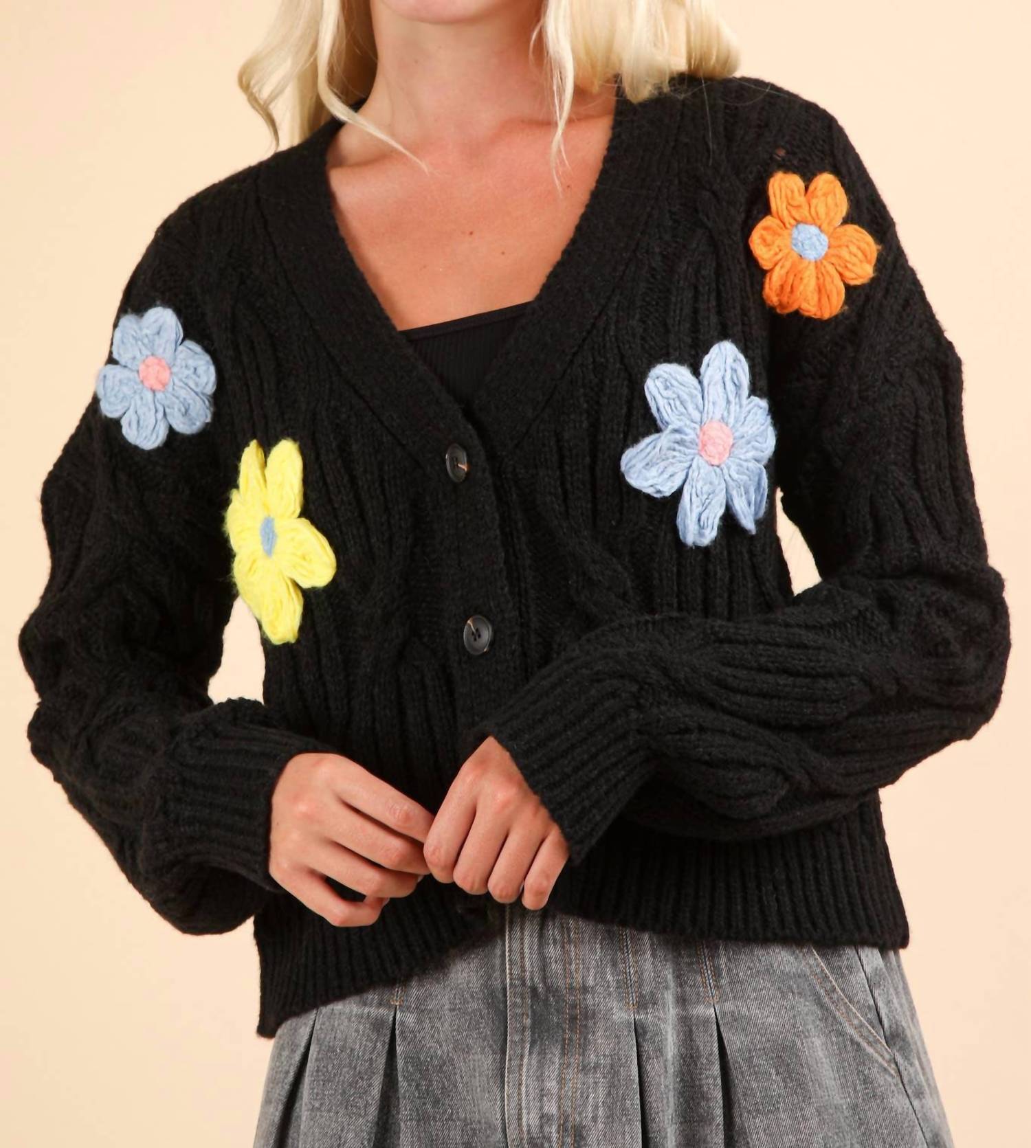 Very J - Statement Flower Cardigan