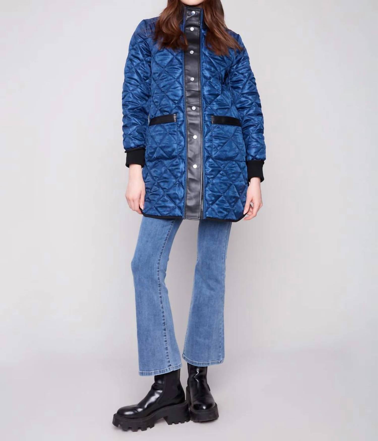 Charlie B - Reversible Long Quilted Puffer Jacket