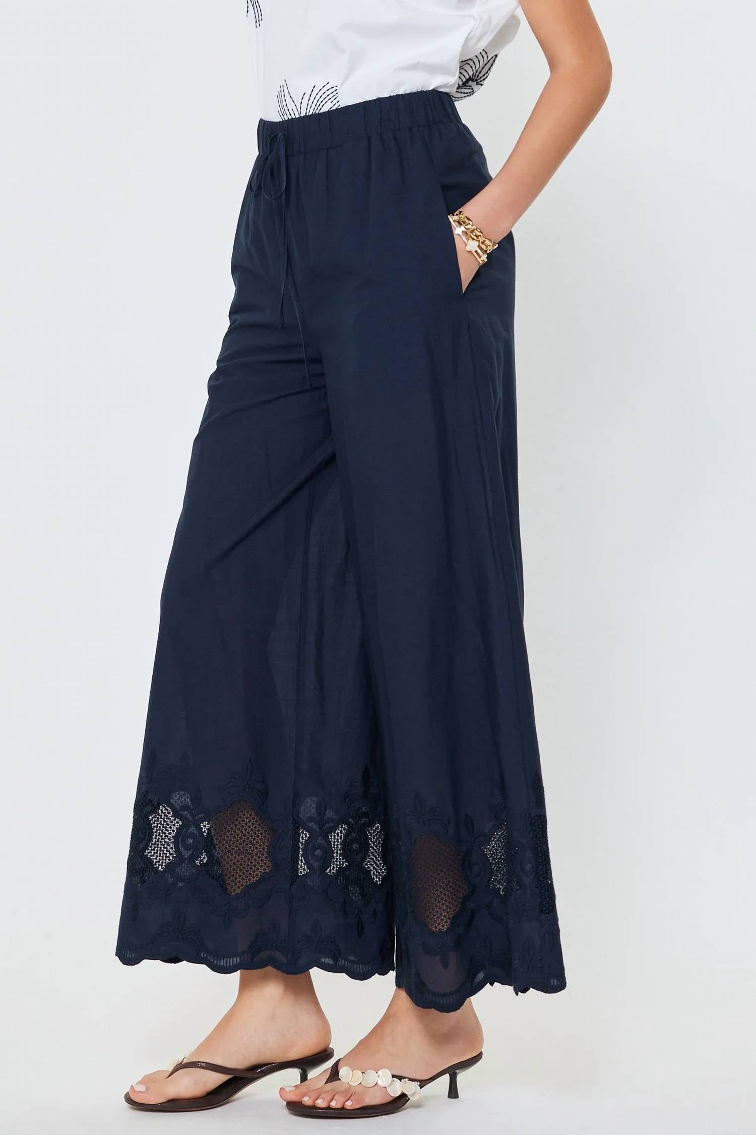 Current Air - Layla Embroidered Wide Leg Pants