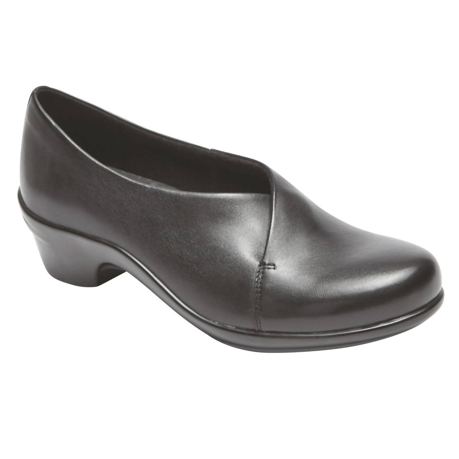 Aravon Women's Kitt Asymmetrical Slip-on Pump in black - women's heels