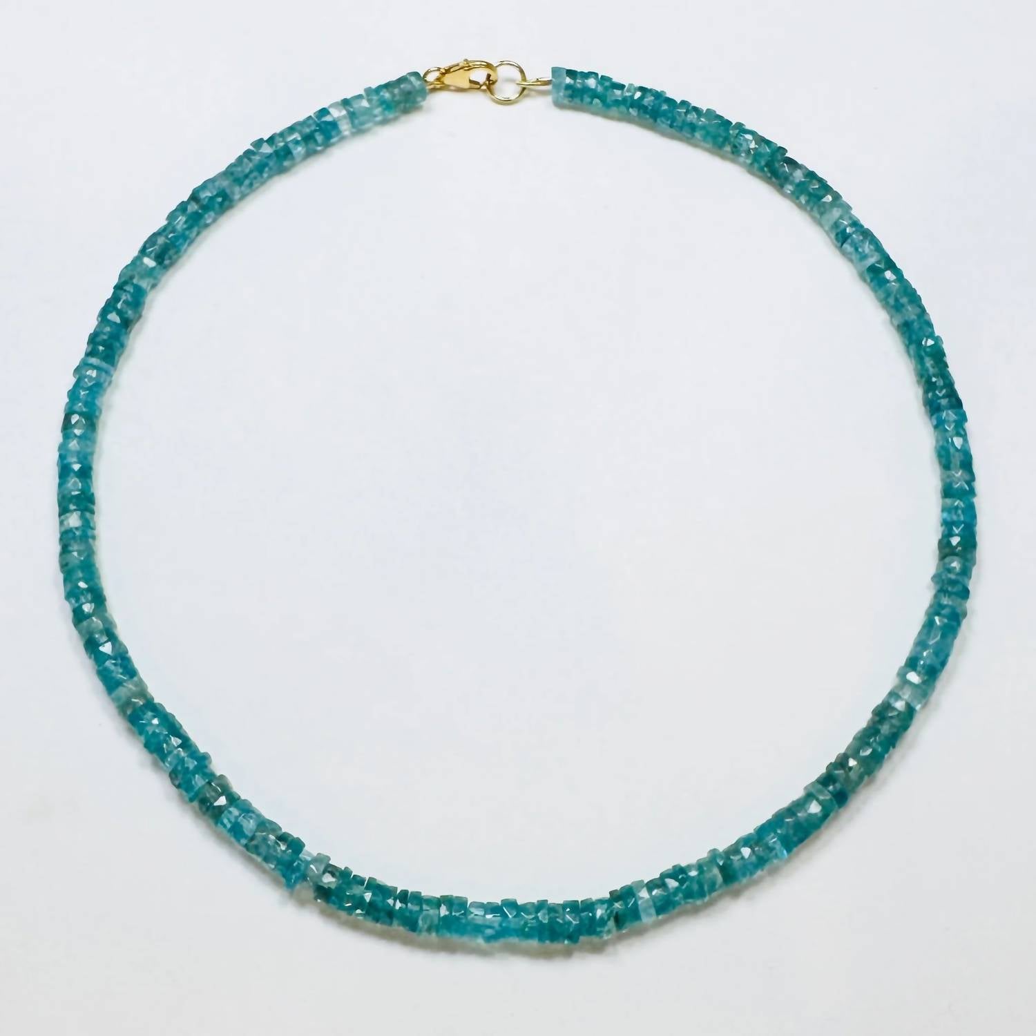 Theodosia - Women's Faceted Apatite Heishi Necklace